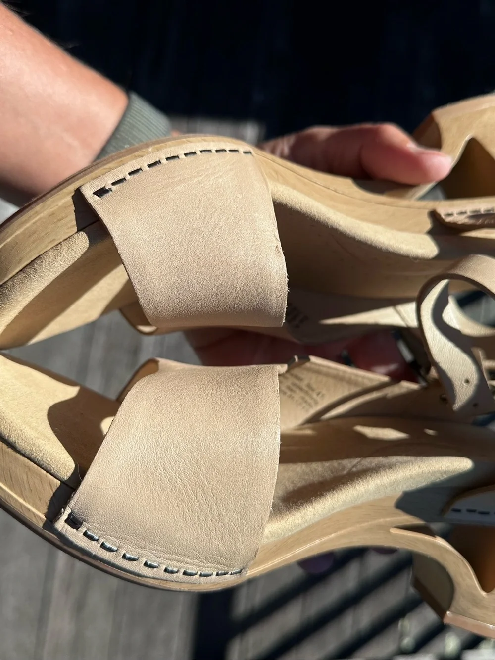 Dansko Tasha Leather Block Clog Sandals Sz 41 10.5-11 Beige Nude Ankle Open Toe